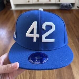 Ebbets Field Flannels Jackie Robinson 42 Baseball Fitted Cap Hat Size 7 3/8